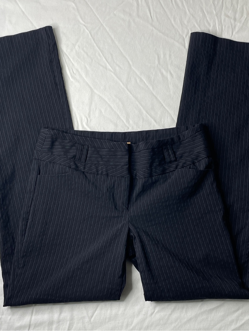 Takara Trouser Pants Medium Black Pinstripe Low Rise Bootcut Y2K Office Siren